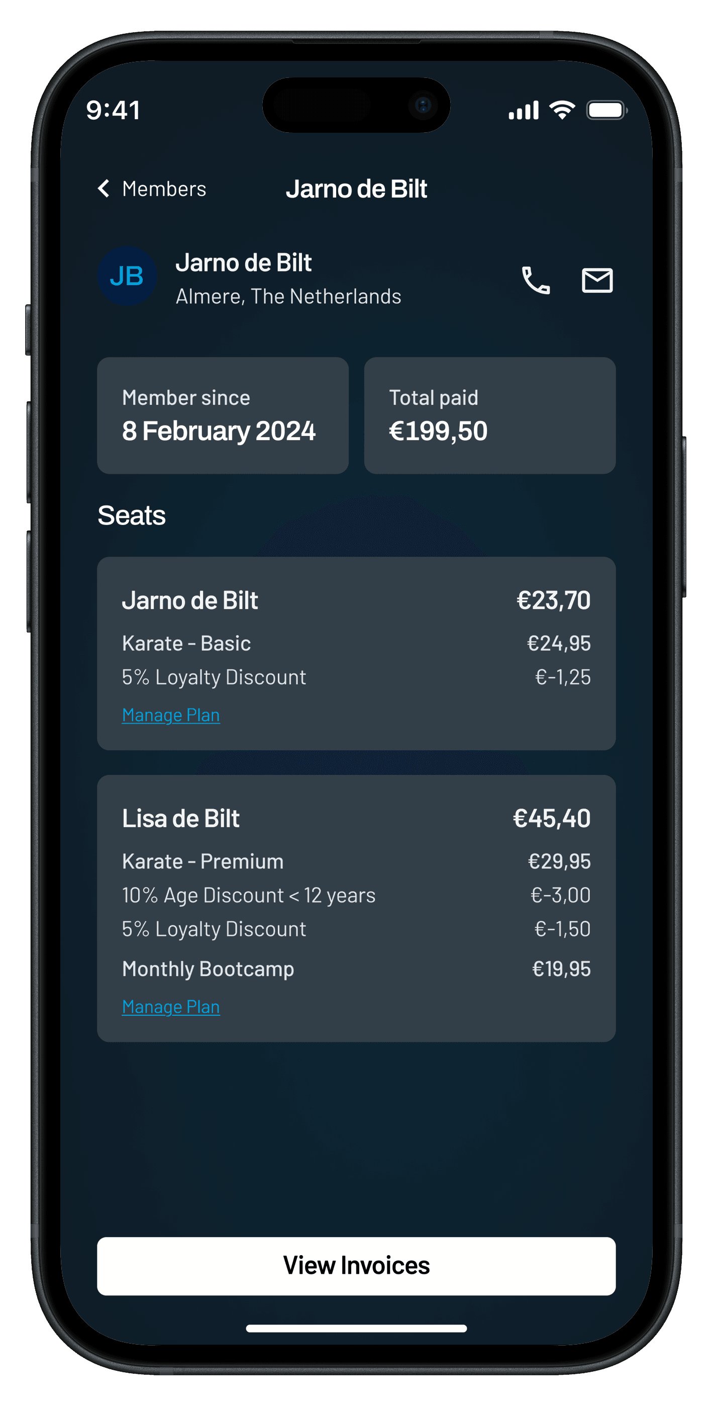 With Tjecko, member management is easier than ever, manage groups and families in an instant