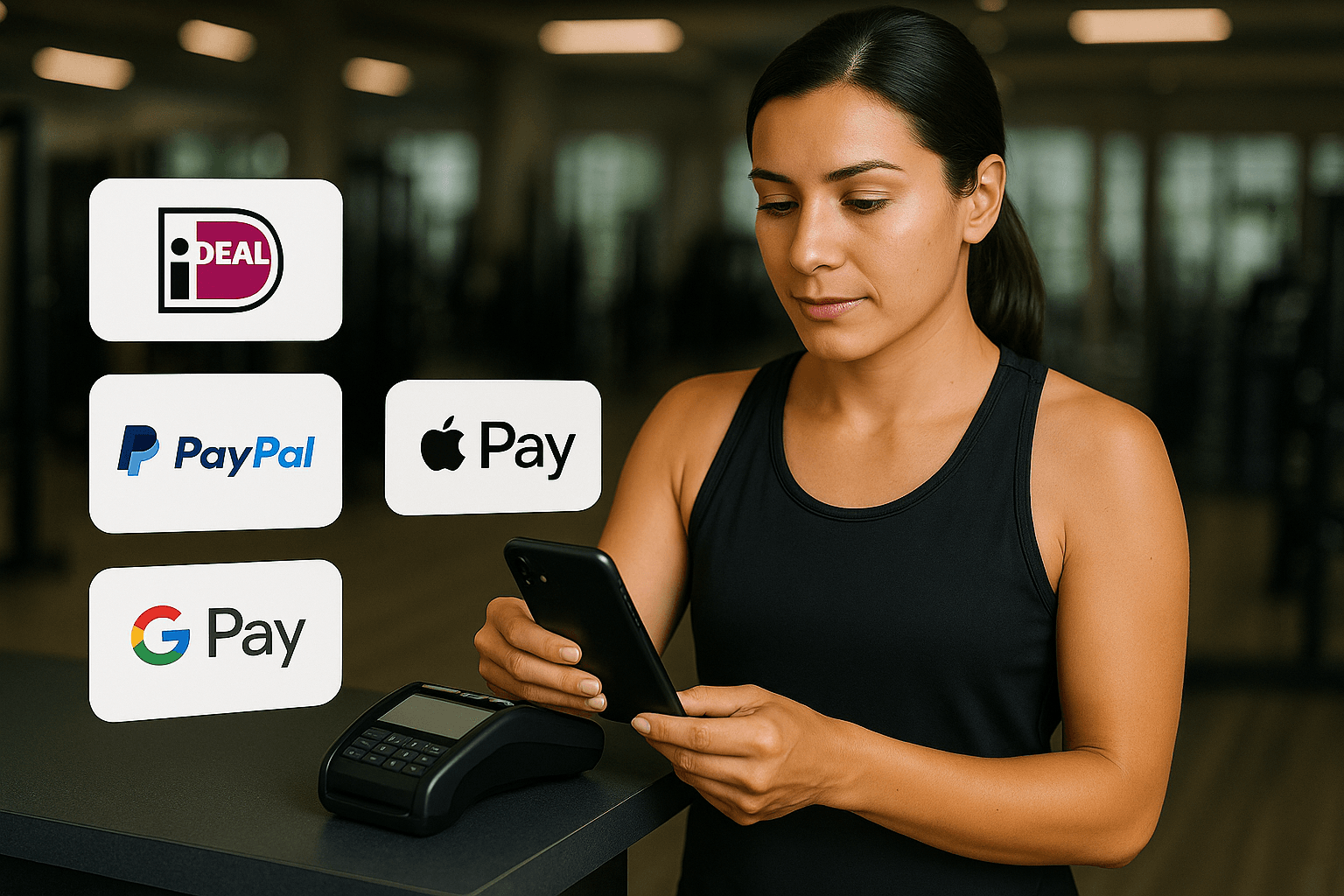 Diverse betaalknoppen zoals creditcard, PayPal, Apple Pay en meer.